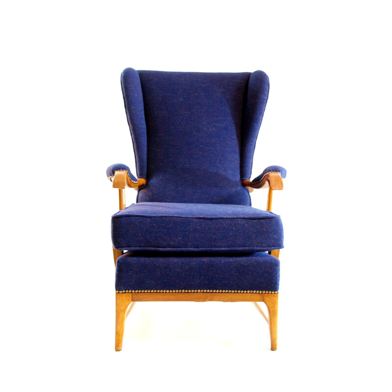 Pair of blue vintage armchairs by Paolo Buffa for Framar