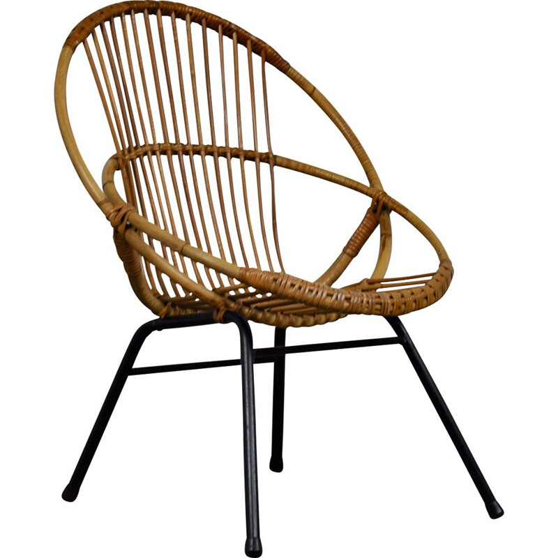 Vintage armchair in rattan by Rohe Noordwolde, 1960s 