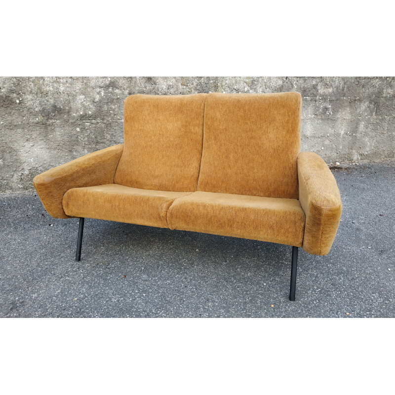 Vintage 2 seaters sofa orange 1950