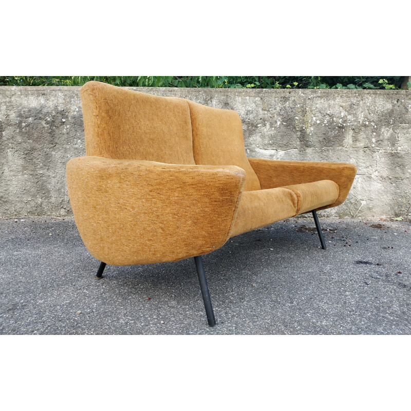 Vintage 2 seaters sofa orange 1950