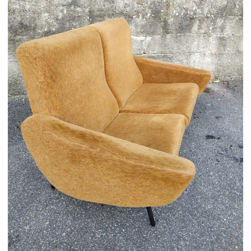 Vintage 2 seaters sofa orange 1950