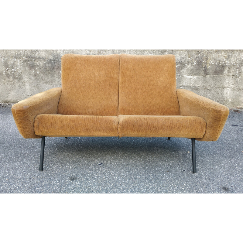 Vintage 2 seaters sofa orange 1950