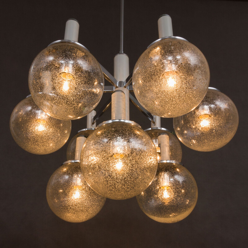 Vintage chandelier with Murano glass shades by Gaetano Sciolari