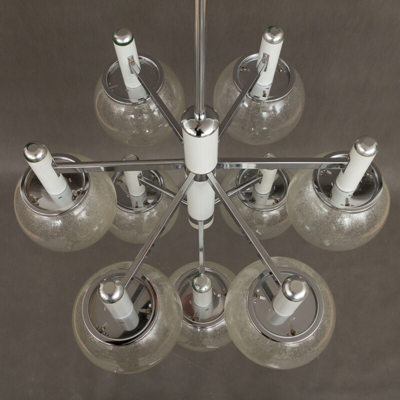 Vintage chandelier with Murano glass shades by Gaetano Sciolari