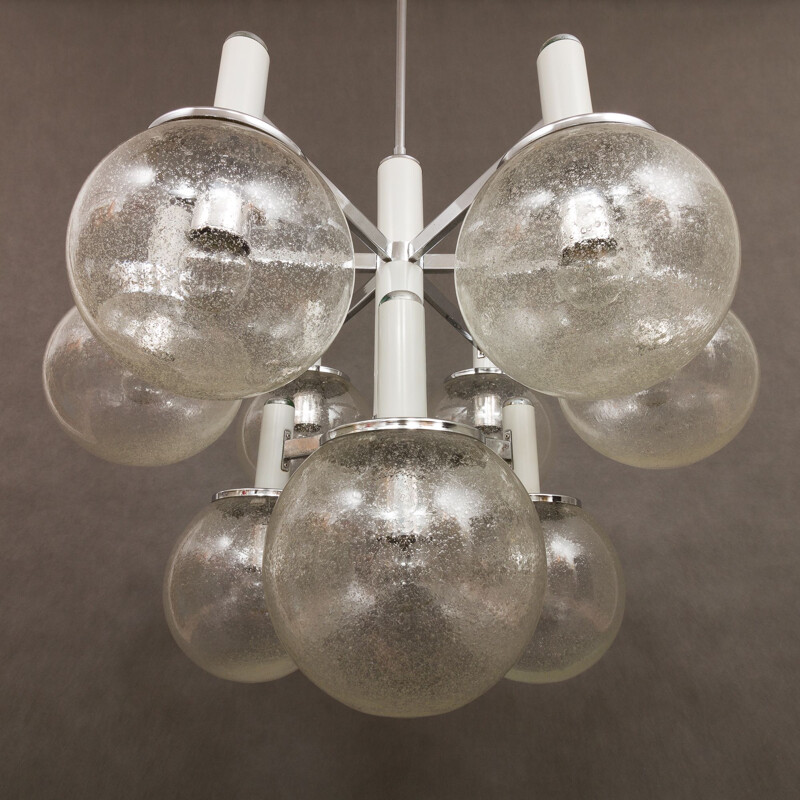 Vintage chandelier with Murano glass shades by Gaetano Sciolari