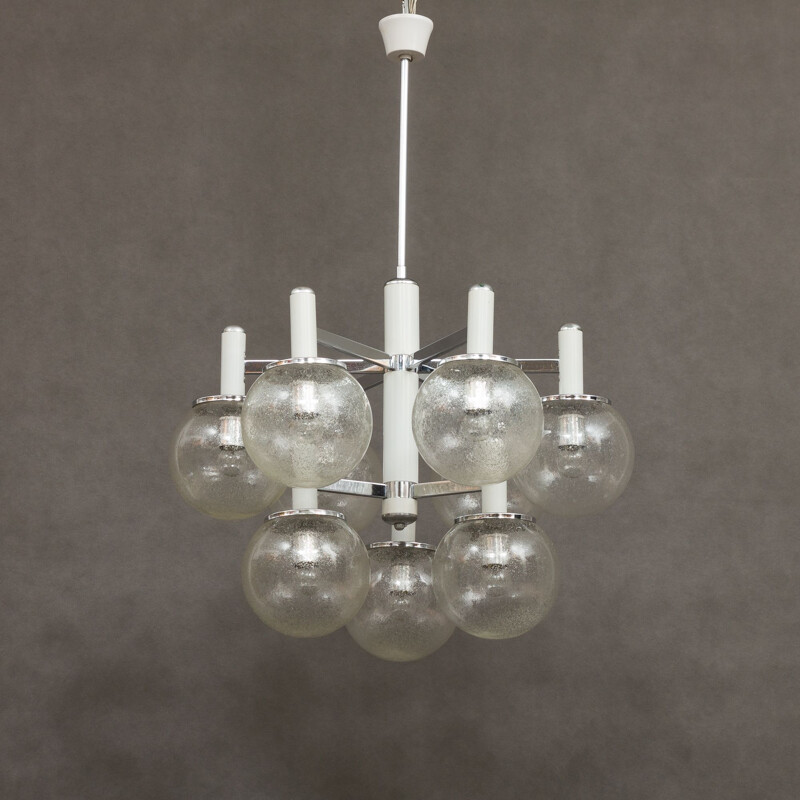 Vintage chandelier with Murano glass shades by Gaetano Sciolari