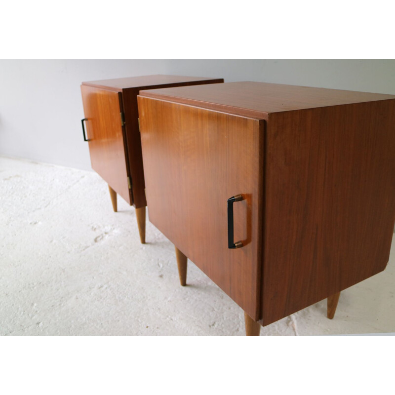 Pair of vintage night stand in teak 1960