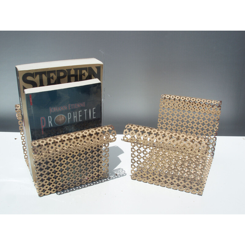 Pair of magazine racks Mategot in gold plated sheet