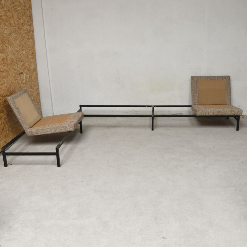 Salon d'angle modulable vintage avec un canapé 3 places, un canapé 2 places et une table d'angle,1960