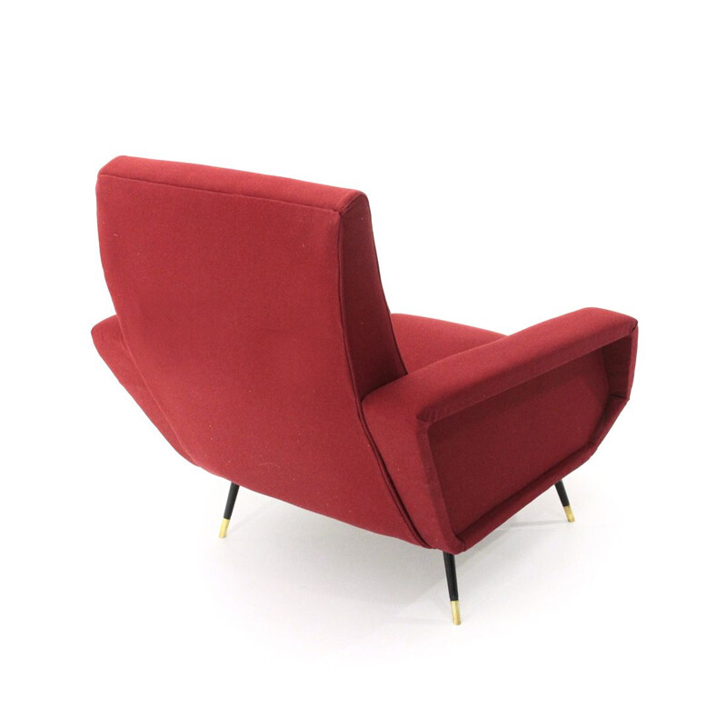 Vintage Italian armchair in burgundy fabric
