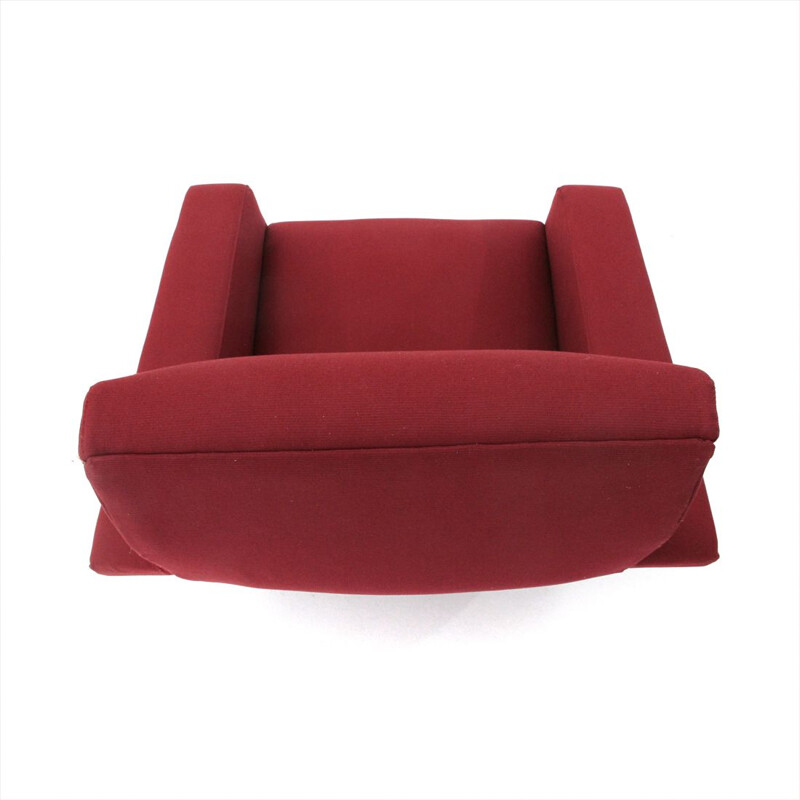 Vintage Italian armchair in burgundy fabric