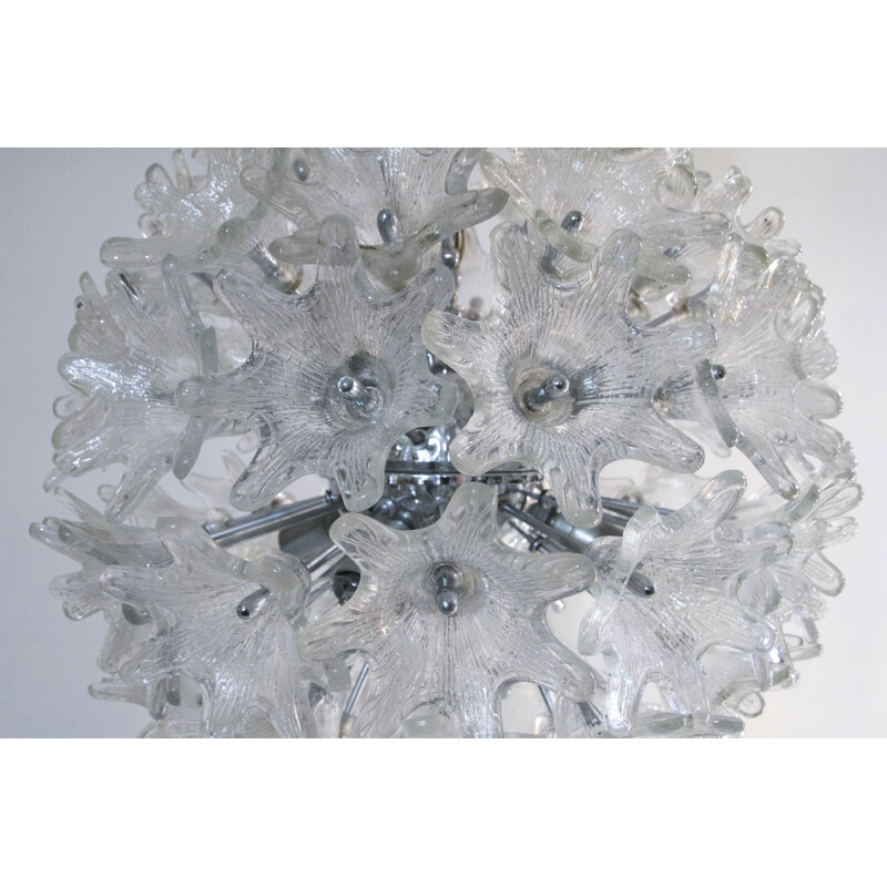 Lámpara vintage de cristal transparente y cromo de Paolo Venini para VeArt, Italia