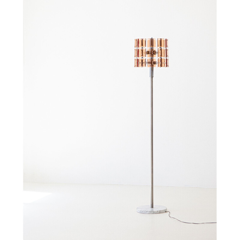 Vintage Italian floor lamp in metal with marble base