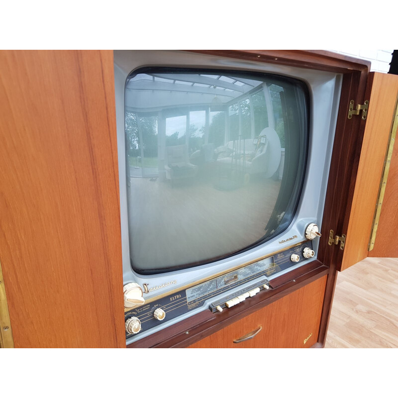 Vintage teak and brass TV stand, Denmark