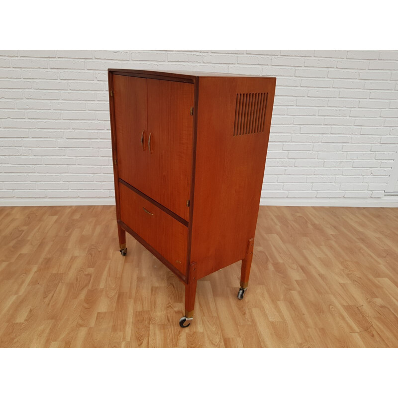 Vintage TV-meubel in teak en messing, Denemarken