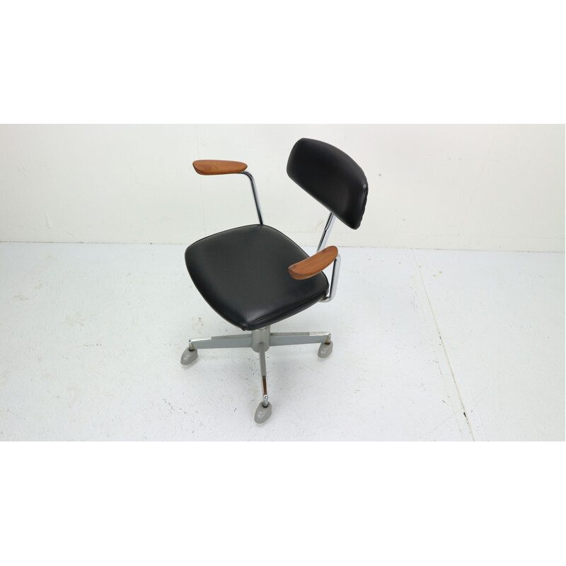 Vintage black faux leather office chair by Hag Norway