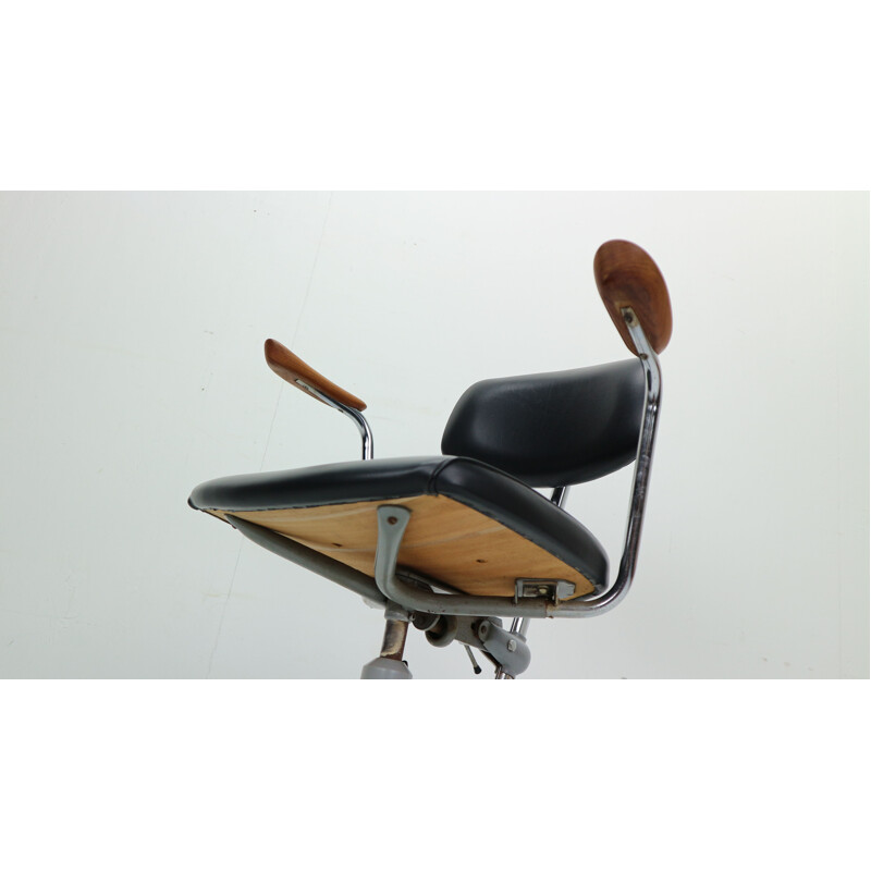 Vintage black faux leather office chair by Hag Norway