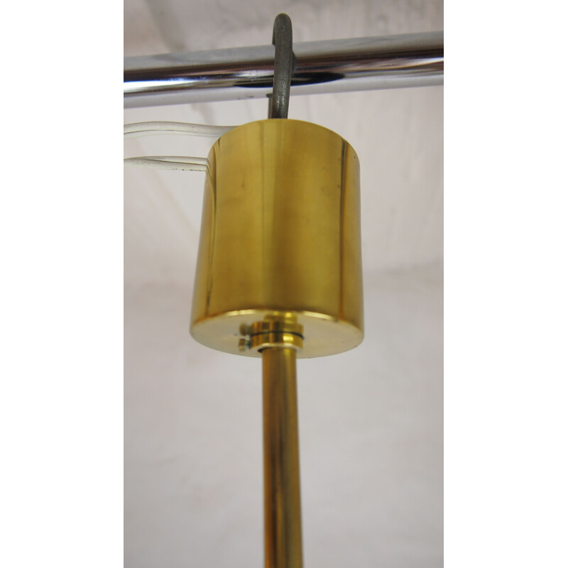 Vintage chandelier LUNEL gilded brass cubic