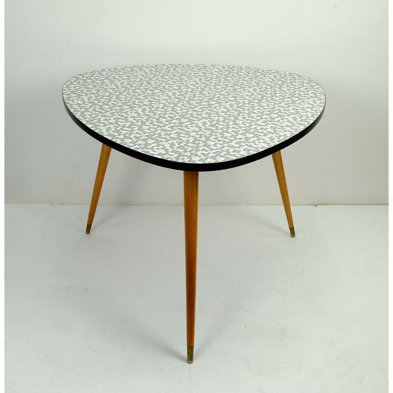 Vintage coffee table three legged formica mosaic optic