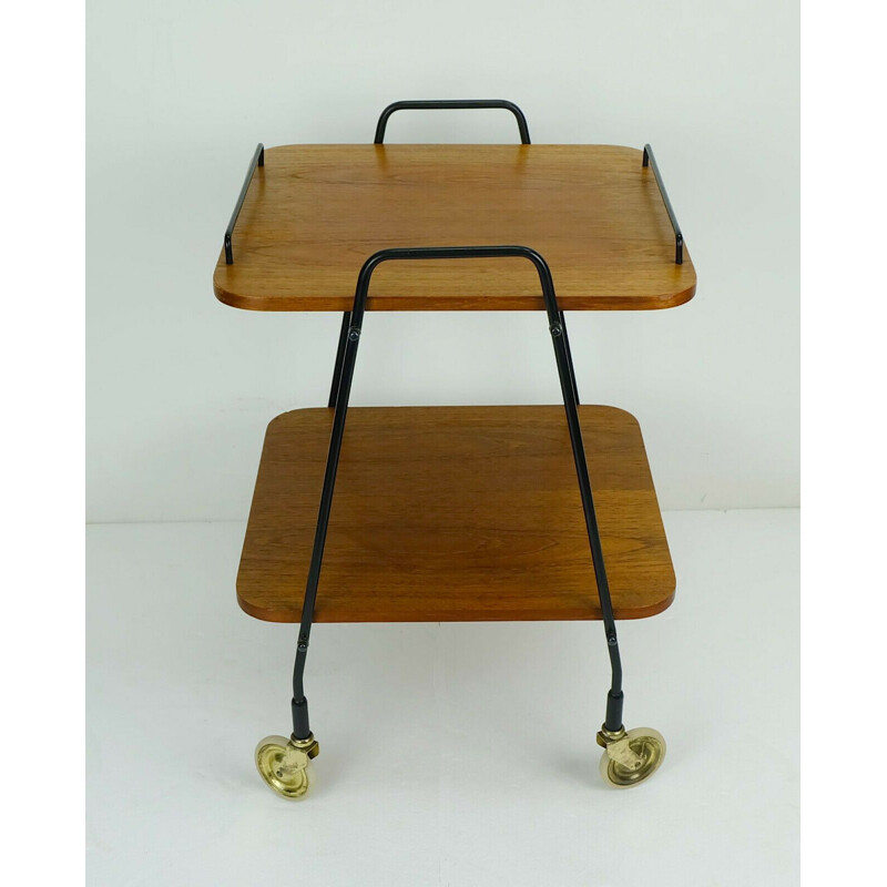 Vintage danish modern trolley teak metal