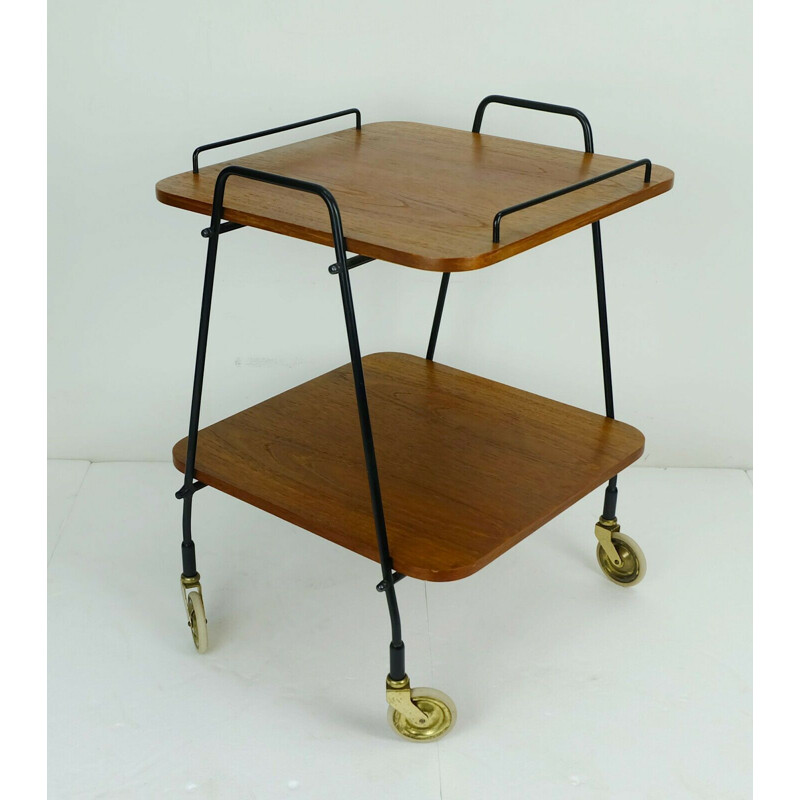 Vintage danish modern trolley teak metal
