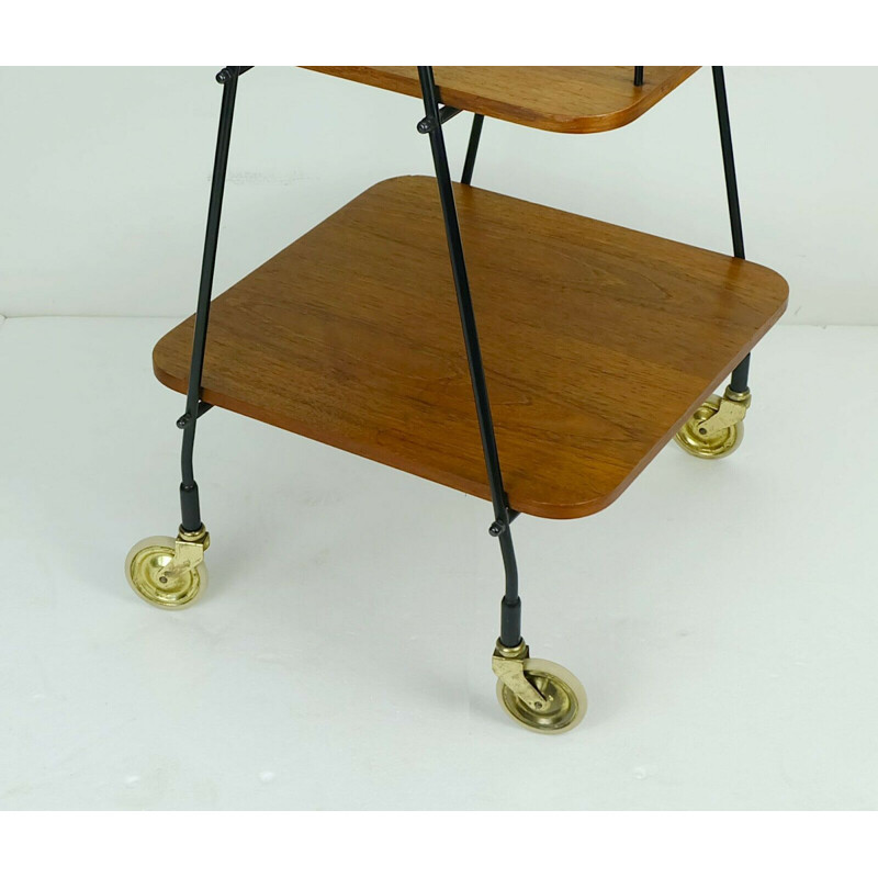 Vintage danish modern trolley teak metal