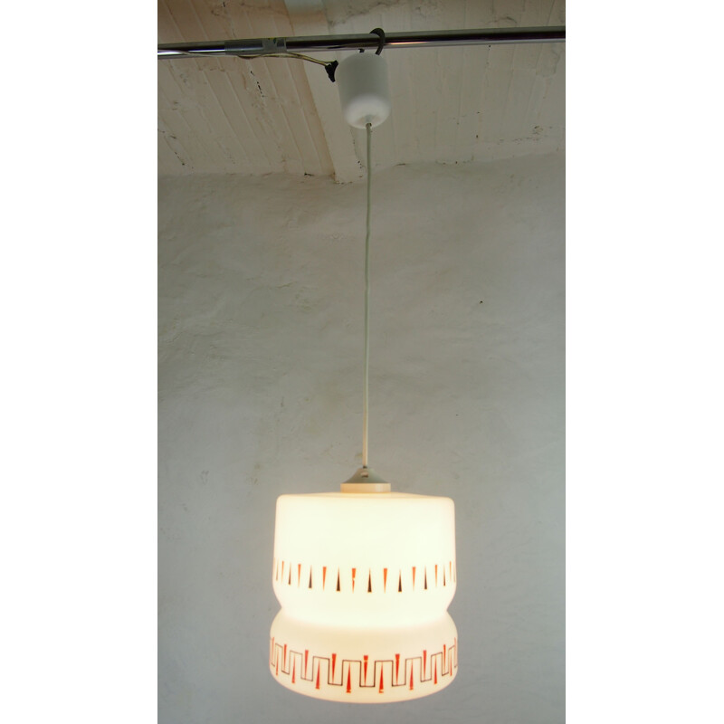 Vintage hanging lamp LUNEL white opaline