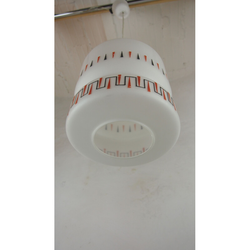 Vintage hanging lamp LUNEL white opaline