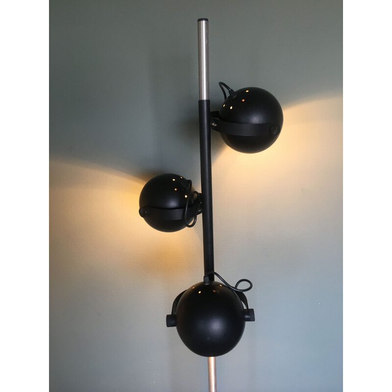 Lampadaire vintage industriel noir et acier