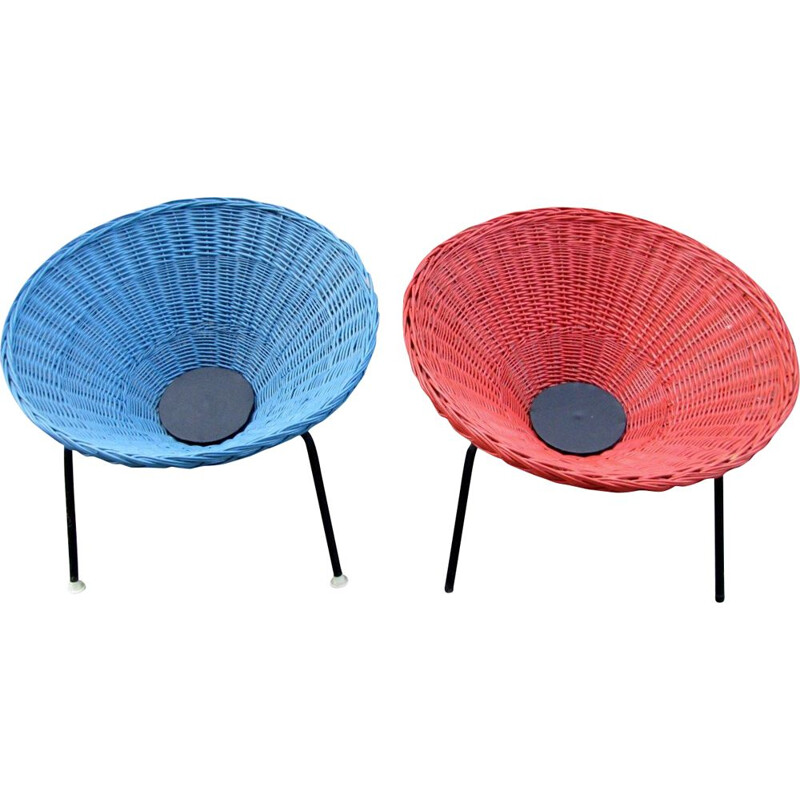 Pair of vintage wicker chairs, Sweden 1960