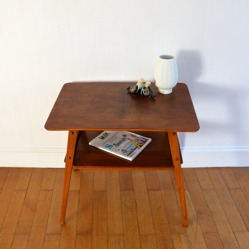 Vintage side table compass feet