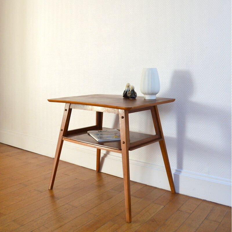 Vintage side table compass feet