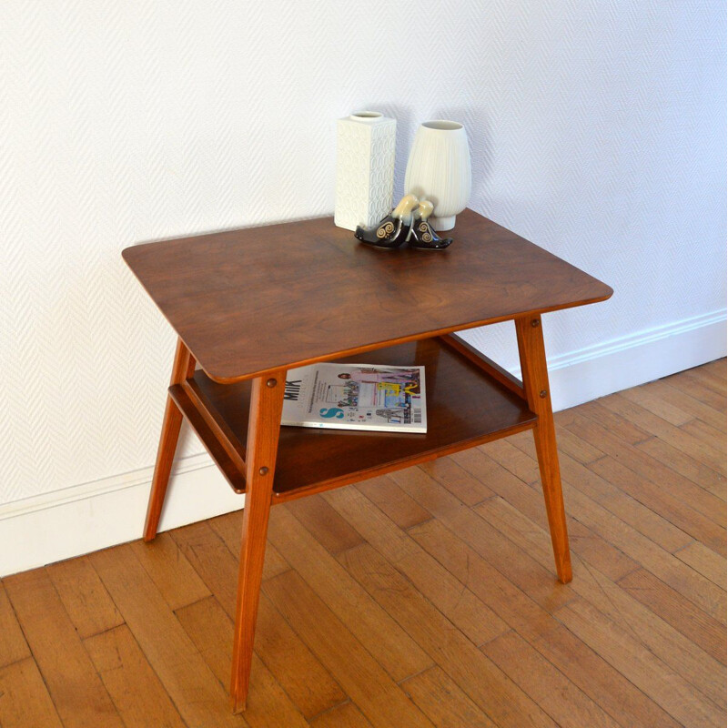 Vintage side table compass feet