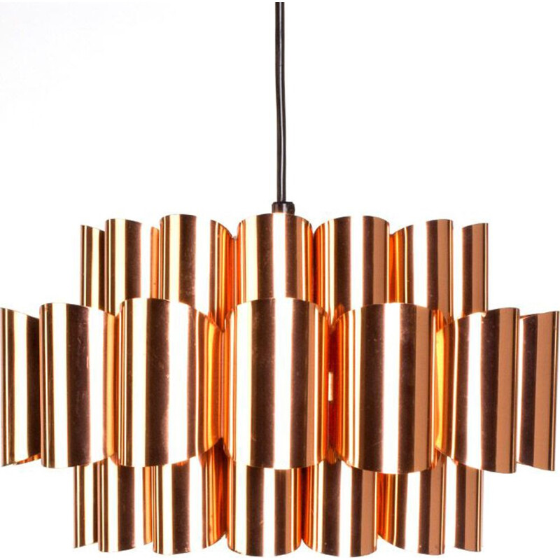 Vintage copper colored pendant lamp by Torsten Orrlings