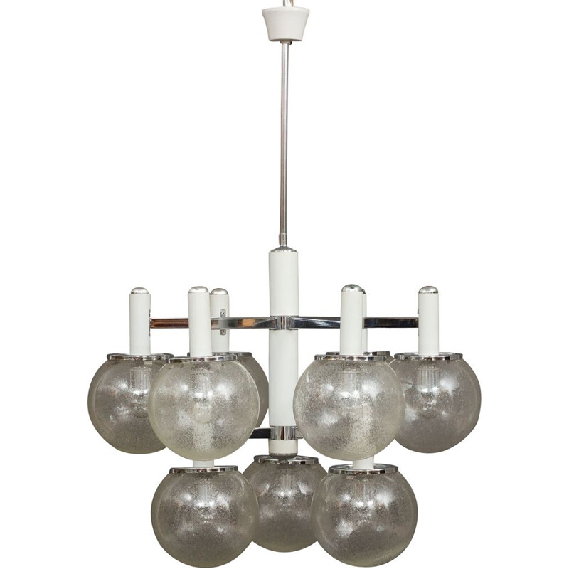 Vintage chandelier with Murano glass shades by Gaetano Sciolari