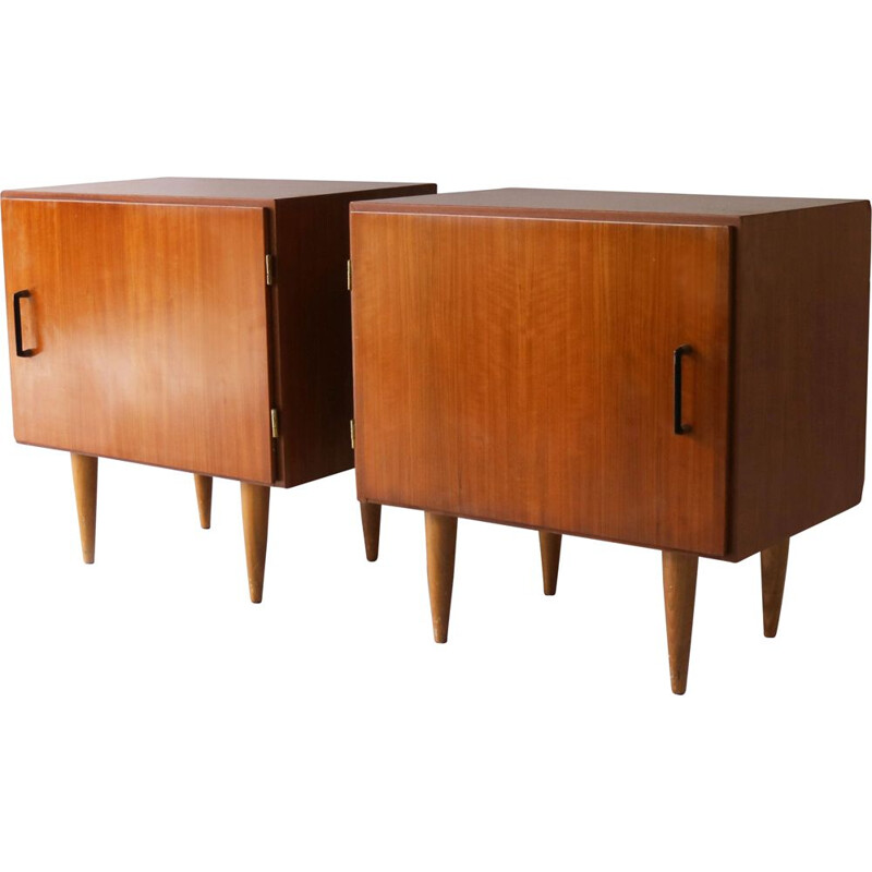 Pair of vintage night stand in teak 1960