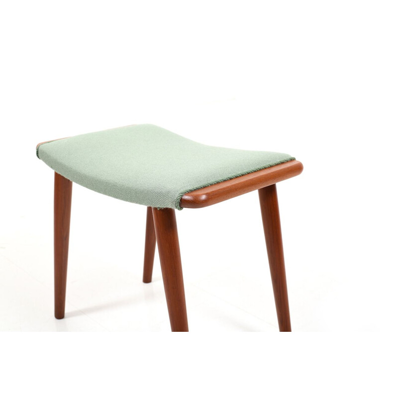 Tabouret vintage en teck et tissu Kvadrat, Danemark 1950