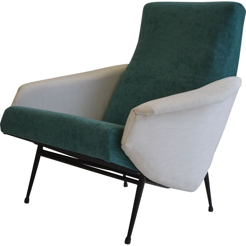 Vintage armchair duck blue by GUY BESNARD