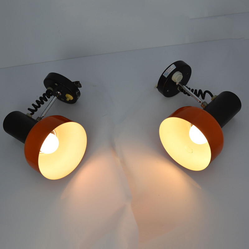 Pair of vintage wall lamps by J. Hurka, Napako