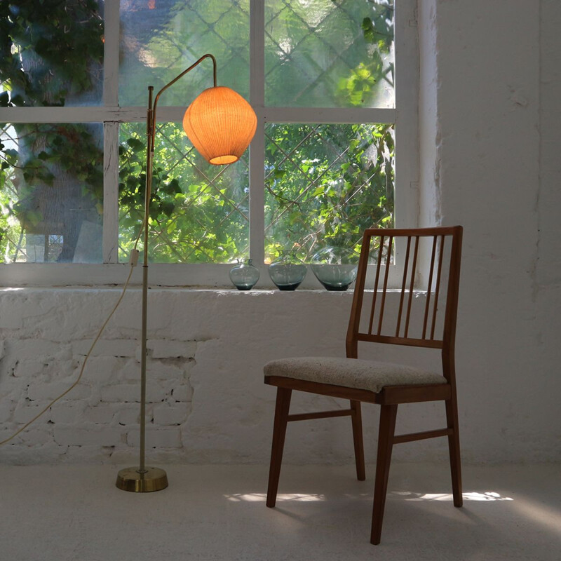 Vintage german floorlamp in brass and fabric 1950