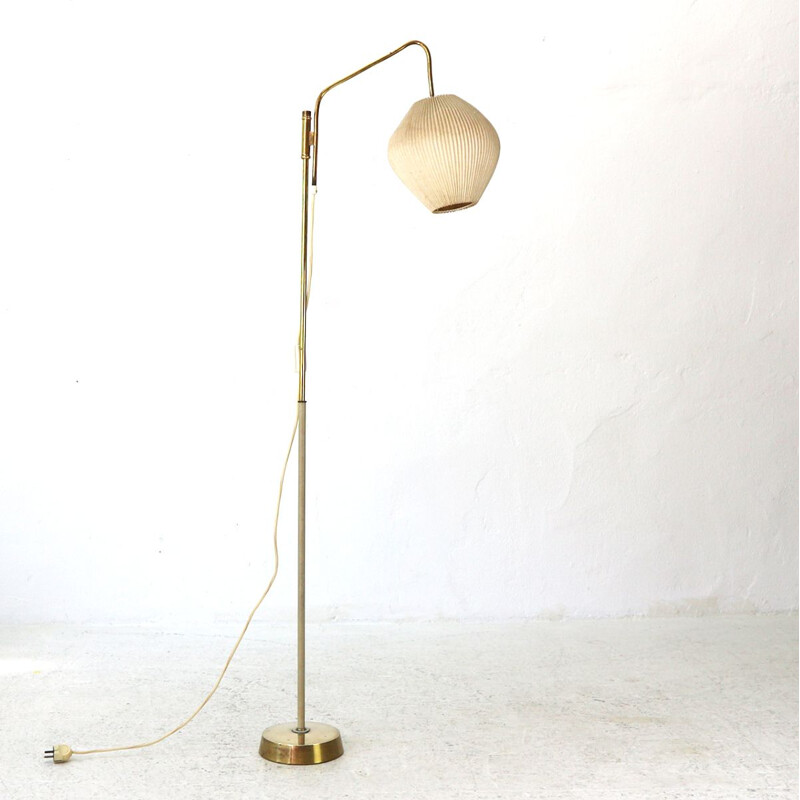 Vintage german floorlamp in brass and fabric 1950