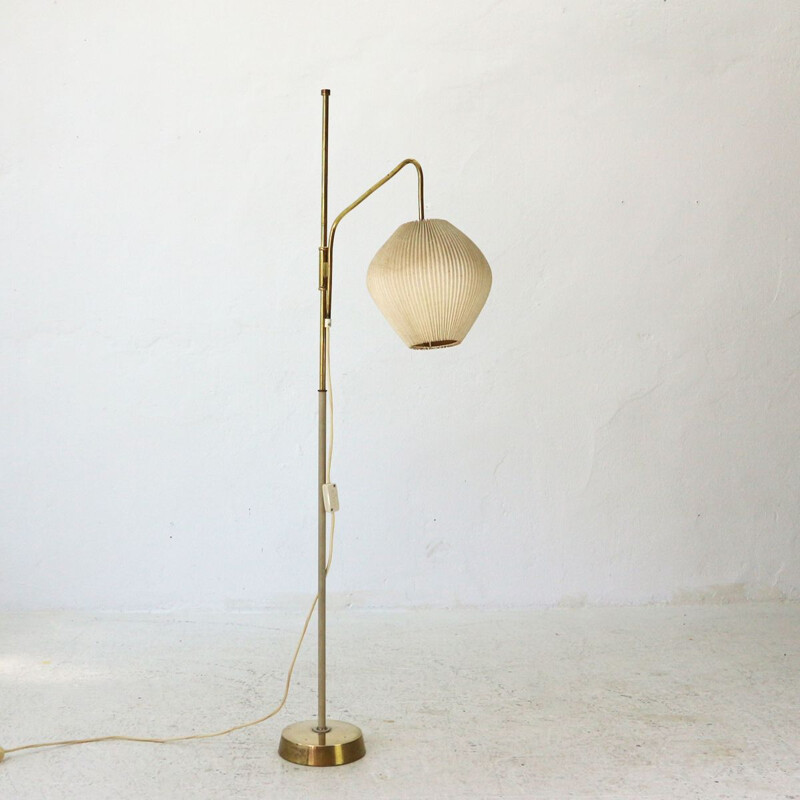 Vintage german floorlamp in brass and fabric 1950