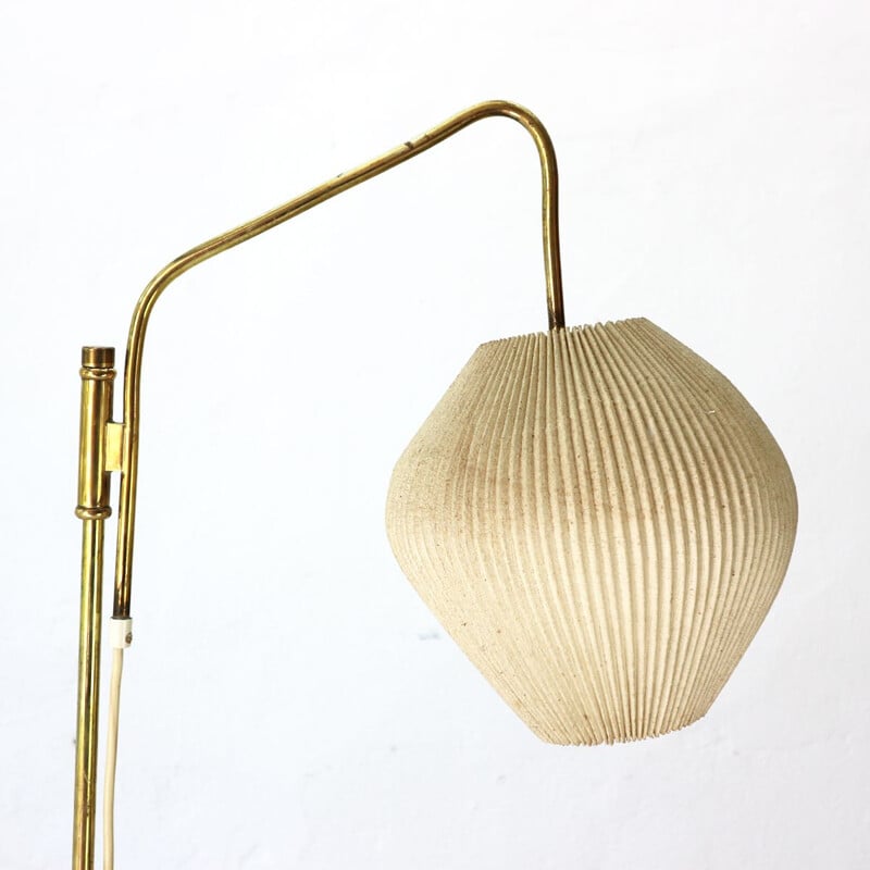 Vintage german floorlamp in brass and fabric 1950