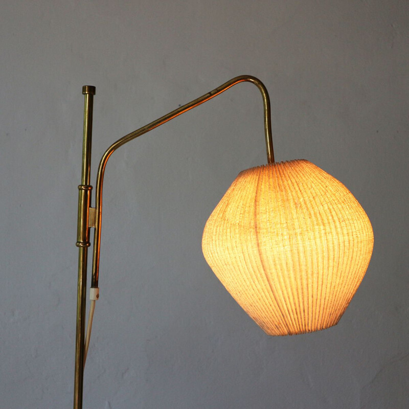 Vintage german floorlamp in brass and fabric 1950