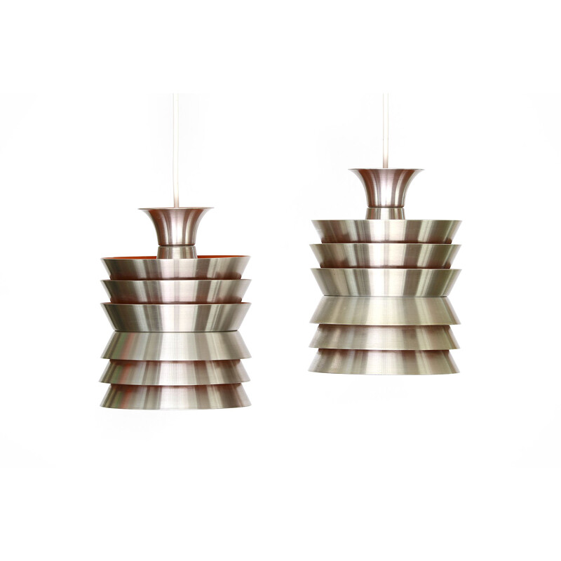Pair of vintage pendant lights for Granhaga in aluminium 1960