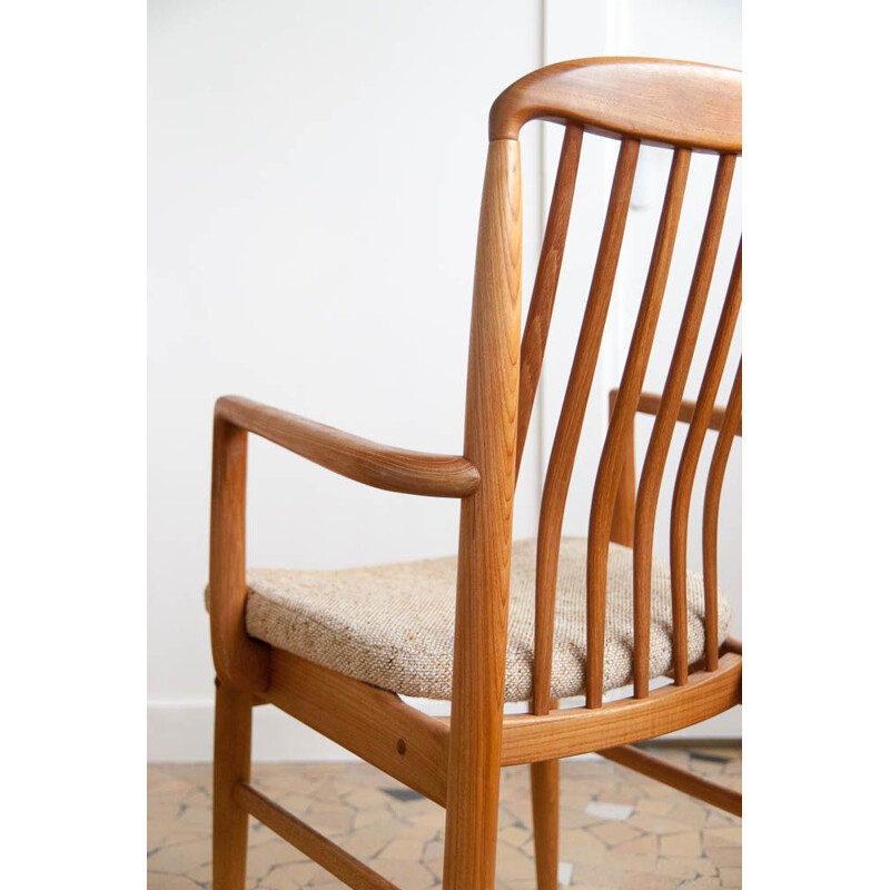 Paire de fauteuils vintage de Linden en tissu beige et teck 1960