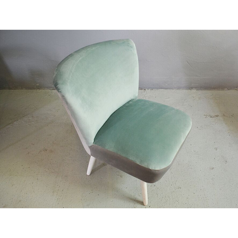 Vintage dutch armchair in wood and velvet 1960