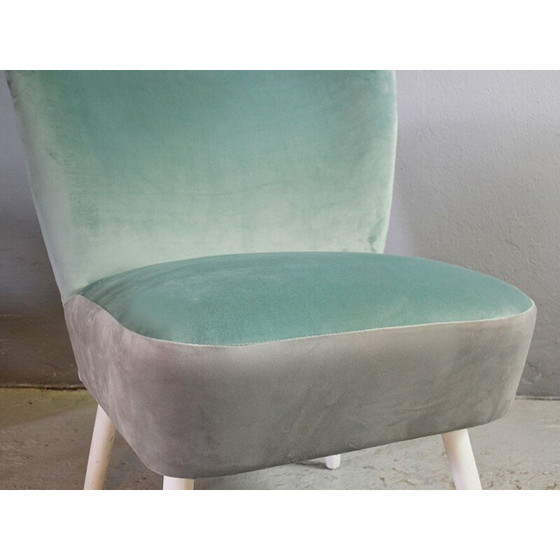 Vintage dutch armchair in wood and velvet 1960