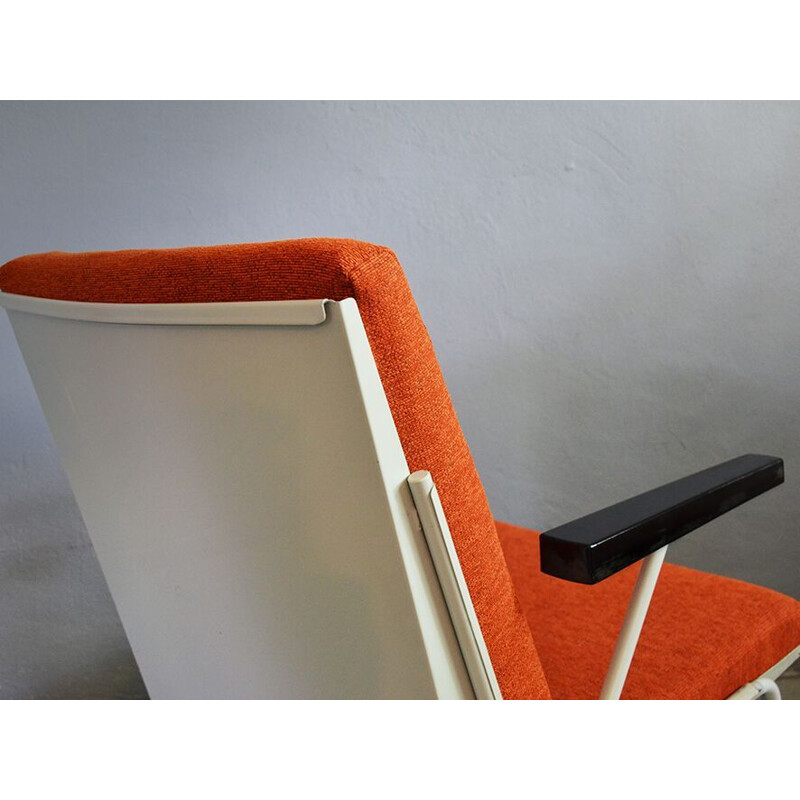 Vintage armchair for Ahrend De Cirkel in orange fabric and metal 1950