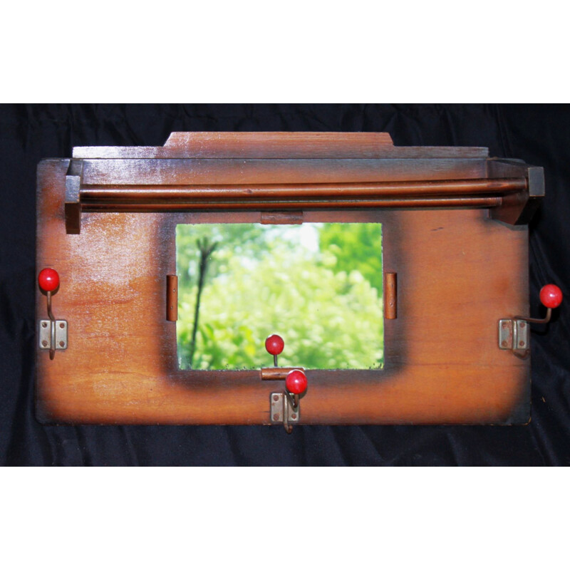 Vintage mahogany coat rack, 1950